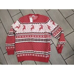 Charter Club Mens XXL Fair Isle Reindeer Holiday Sweater Red 100111214MN